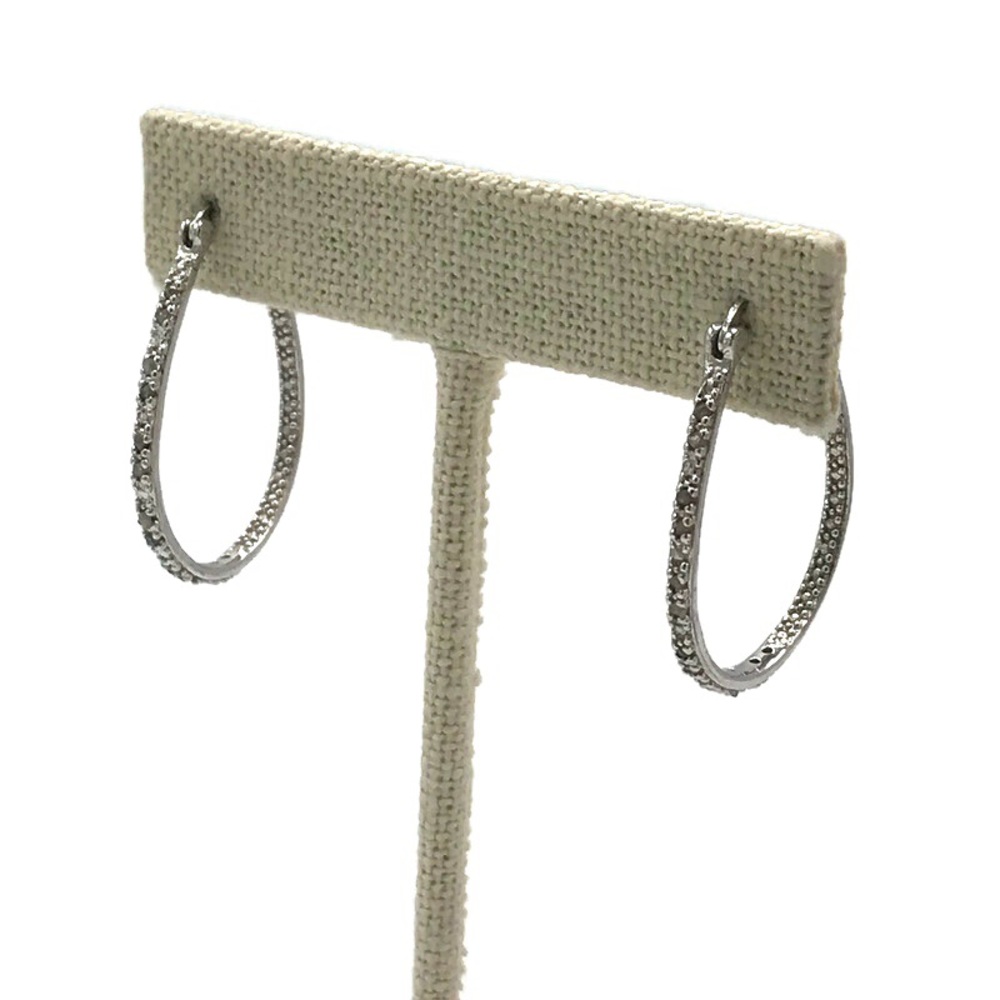 Sterling Silver Diamond Hoop Earrings DBJ